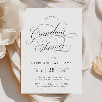 Invitación de ducha de abuela con letra elegante