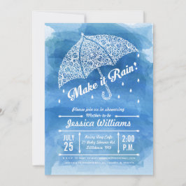 Invitación de ducha de acuarela Lluvia Azul