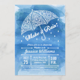 Invitación de ducha de acuarela Lluvia Azul