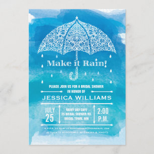 Invitación de ducha de acuarela Lluvia Azul