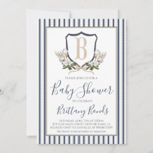 Invitación de ducha de algodón preppy Baby Boy Cot