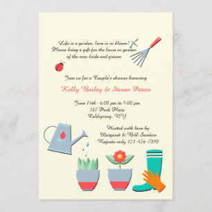 Invitación de ducha de amor por el jardín