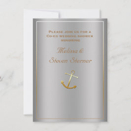 Invitación de ducha de ancla náutica de oro platea
