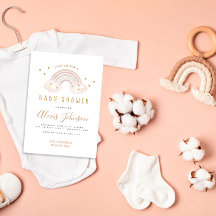 Invitación de ducha de bebé arcoíris boho