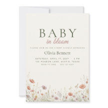 Invitación de ducha de bebé Baby in Bloom con flor