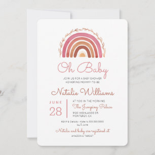 Invitación de ducha de bebé Boho arcoíris tonos ap