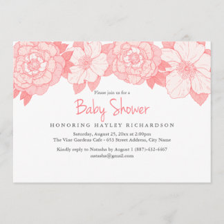 Invitación de ducha de bebé con florecimiento de c