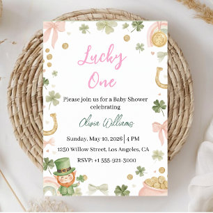 Invitación de ducha de bebé con tema de trébol Luc