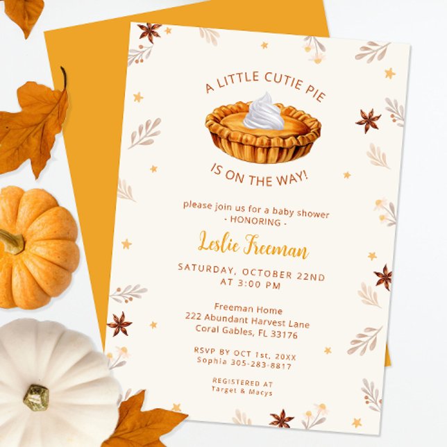Invitación de Ducha de Bebé Cutie Pie - Otoño (Autumn Baby Shower Invite)