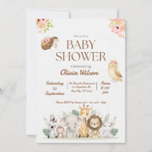 Invitación de ducha de bebé de animal de bosque
