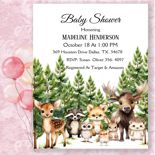 Invitación de ducha de bebé de animales del bosque (Subido por el creador)