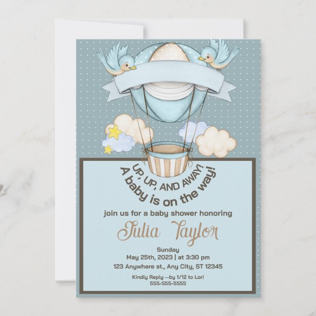 INVITACIÓN DE DUCHA DE bebé de arriba a abajo (Anverso)