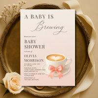 Invitación de ducha de bebé de café con lazo Coque