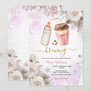 Invitación de ducha de bebé de café para invierno