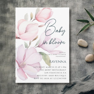 Invitación de ducha de bebé de flor de magnolia el