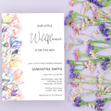 Invitación de ducha de bebé de flor silvestre