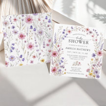 Invitación de Ducha de Bebé de Flor Silvestre en A