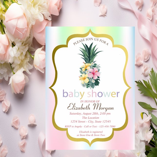 Invitación de ducha de bebé de flores tropicales d (Subido por el creador)