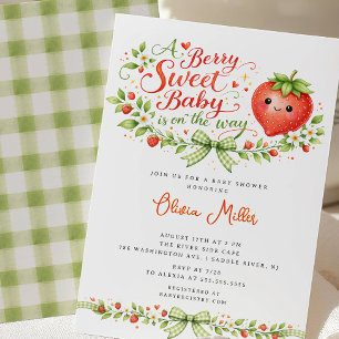 Invitación de ducha de bebé de fresa dulce de baya