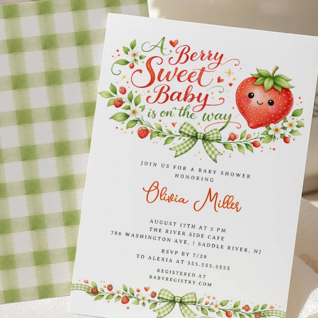 Invitación de ducha de bebé de fresa dulce de baya (Subido por el creador)