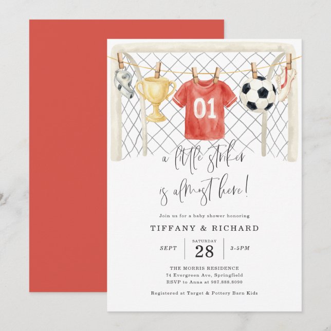 Invitación de Ducha de Bebé de Fútbol (Anverso / Reverso)