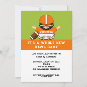 Invitación de ducha de bebé de fútbol americano
