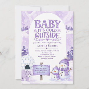 Invitación de Ducha de Bebé de Invierno Lavanda Be