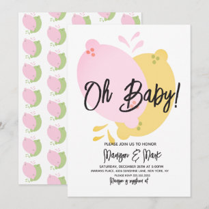 Invitación de ducha de bebé de limonada rosa moder