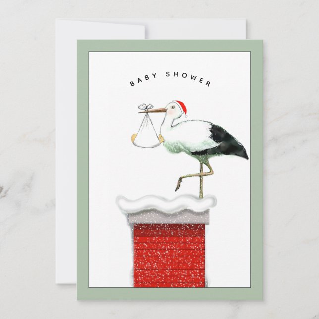 Invitación de ducha de bebé de Navidad de diciembr (Anverso)