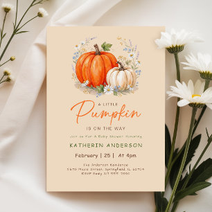 Invitación de ducha de bebé de pequeña calabaza de