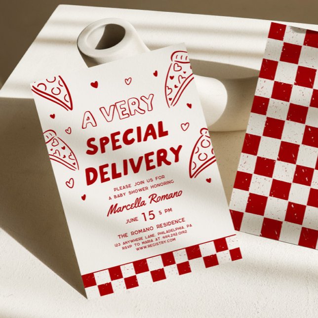Invitación de Ducha de Bebé de Pizza Roja Italiana (Subido por el creador)