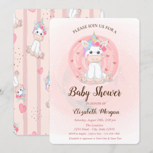 Invitación de Ducha de Bebé de Unicornio Adorable