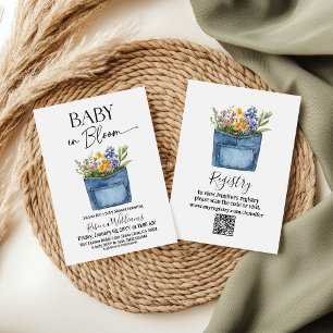 Invitación de ducha de bebé en flor de bolsillo de