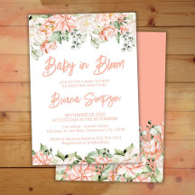 Invitación de ducha de bebé en flor Rosa marfil