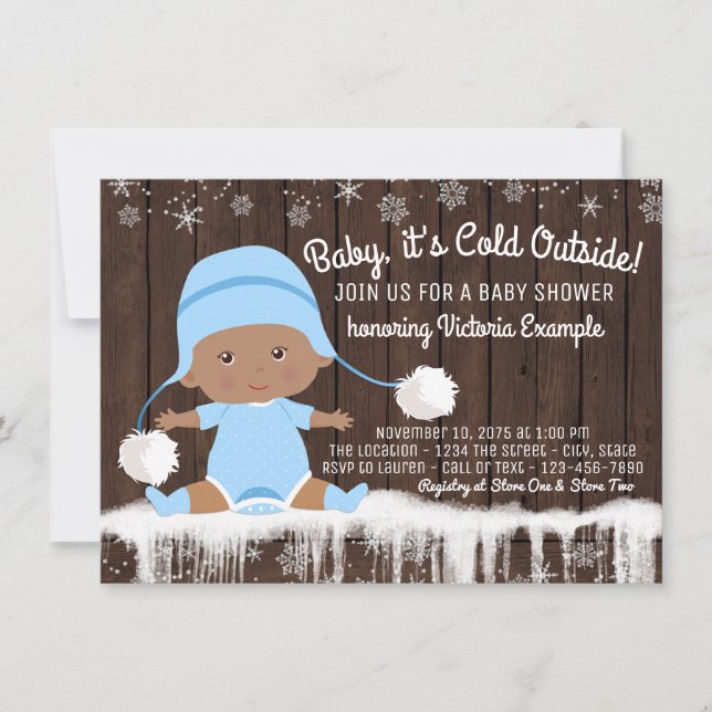 Invitación de ducha de bebé étnico 'Baby its Cold  (Anverso)