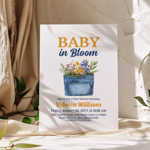 Invitación de ducha de bebé floral amarillo de mez