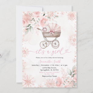Invitación de ducha de bebé floral de rubor de inv