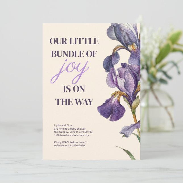 Invitación de ducha de bebé floral, género neutral (Anverso de pie)