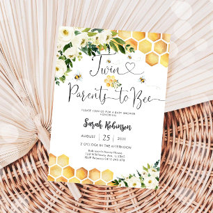 Invitación de ducha de bebé gemelo abeja