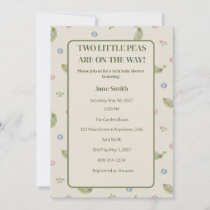 Invitación de Ducha de Bebé Gemelo Dos Pequeñas Ha