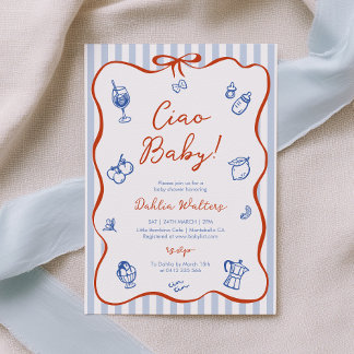 Invitación de ducha de bebé italiana Ciao Baby roj