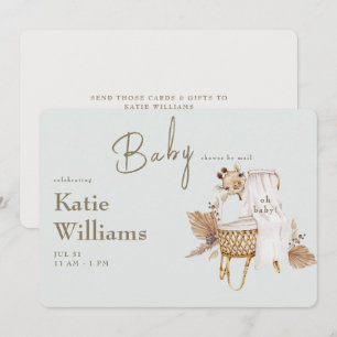 Invitación de ducha de bebé Light Sage Bassinet Ji
