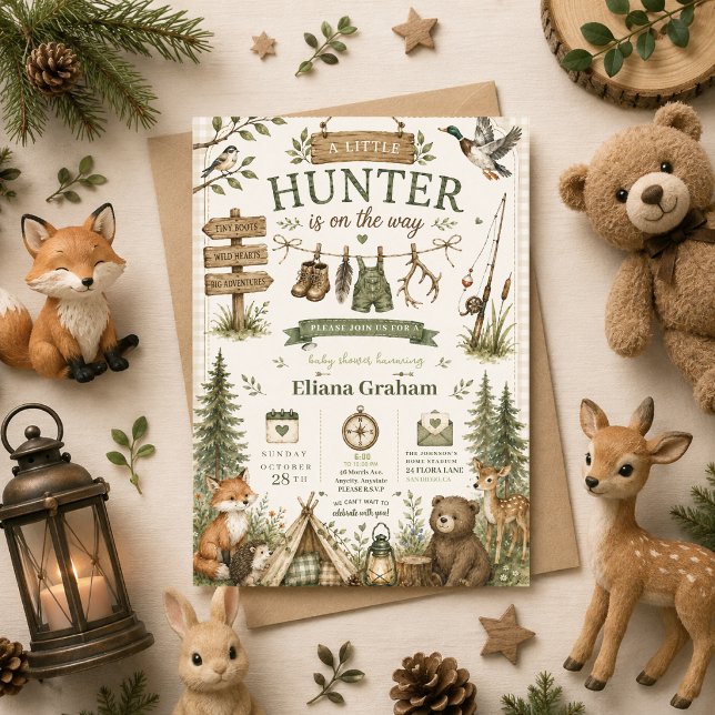 Invitación de ducha de bebé Little Hunter Niño Bos (Subido por el creador)