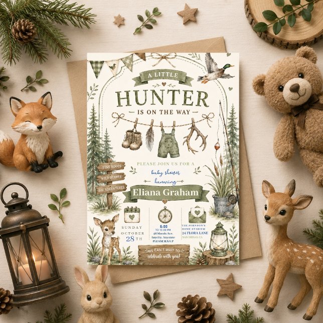 Invitación de ducha de bebé Little Hunter Niño Bos (Subido por el creador)