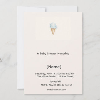 Invitación de ducha de bebé mini de helado, editab