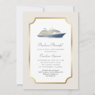 Invitación de ducha de bebé náutica "Anchors Aweig