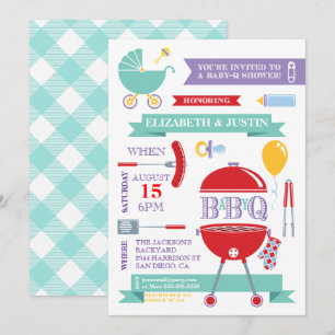Invitación de ducha de bebé neutral - Moderno BBQ