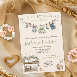Invitación de Ducha de Bebé Niña con Flores Silves