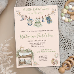 Invitación de ducha de bebé niña con flores silves