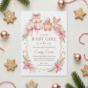 Invitación de Ducha de Bebé Niña de Pan de Jengibr
